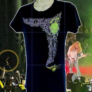 Rare Megadeth GIGANTOUR 2008 Concert Rock Metal Woman’s T-shirt Top Size…